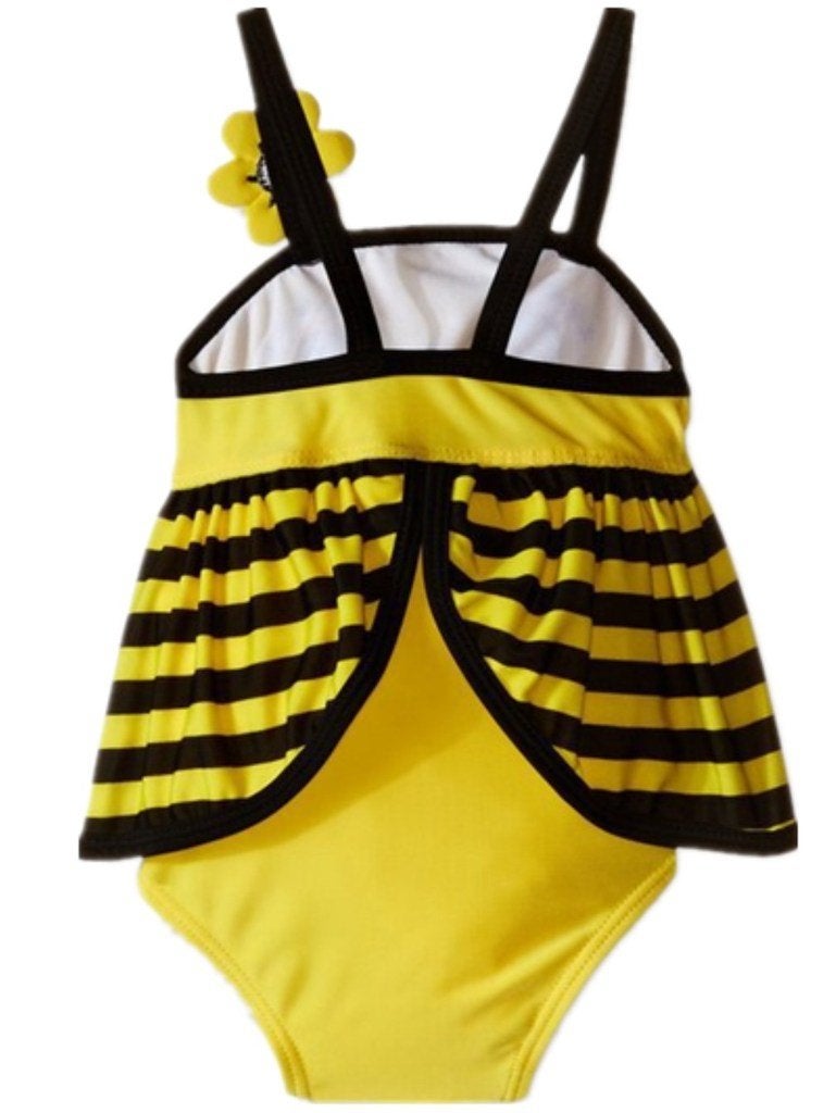 ELUCKFACE Toddler Bee Baby Girls Flower Flounced One Piece Tankini Swimsuit Swimwear 1-7Years - Image 2